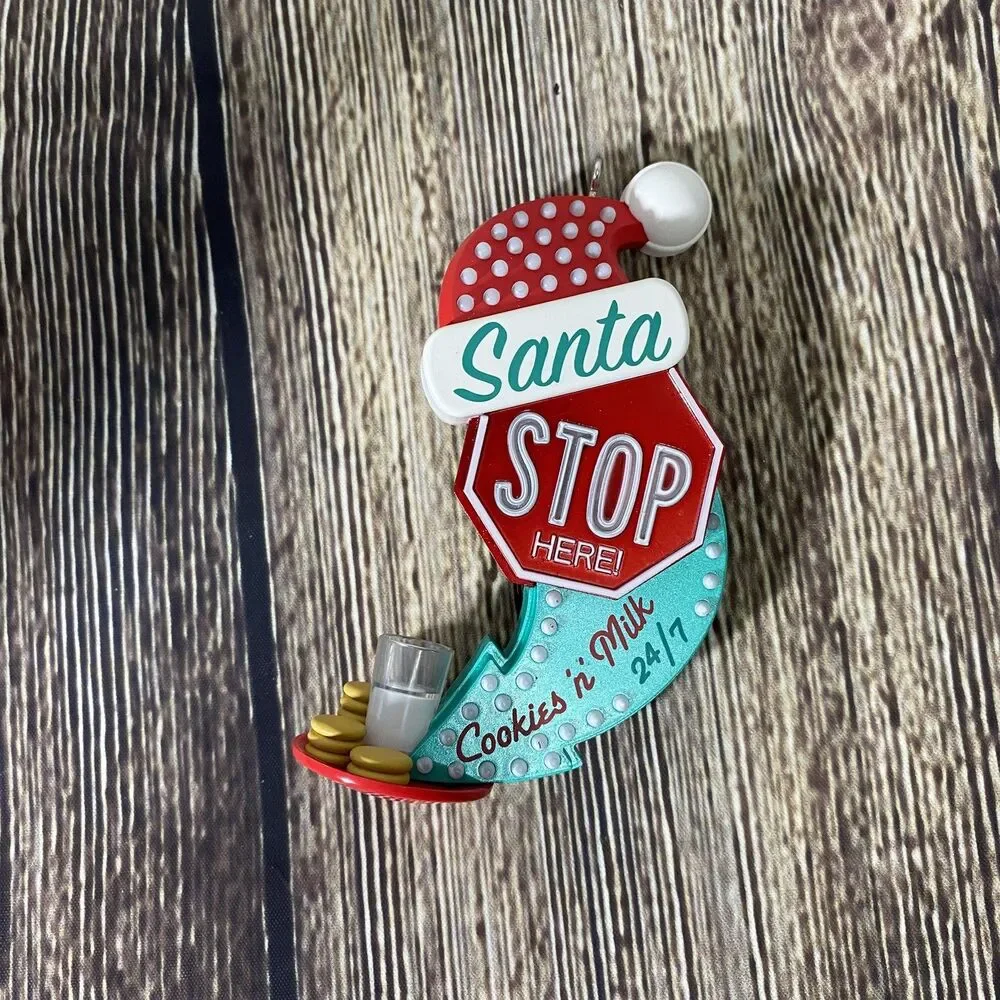 Hallmark Keepsake 'Santa Stop Here!' Tree Ornament Decoration *no sound/lights*